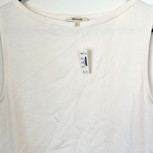 NWT Madewell Sleeveless Boatneck Side Slit Tank in Ivory - Size: Medium - Picture 3 of 9